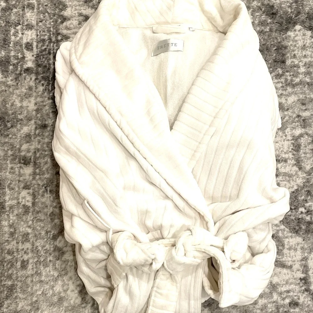 FRETTE Women’s White Cotton Luxury Bathrobe XL Imported - Picture 5 of 11